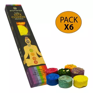 Sahumerio Siete Chakras Pastillas 7 Chakras Aromanza Pack X6