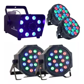 Paquete Luces Disco Dj Led Para Fiestas Maquina De Humo