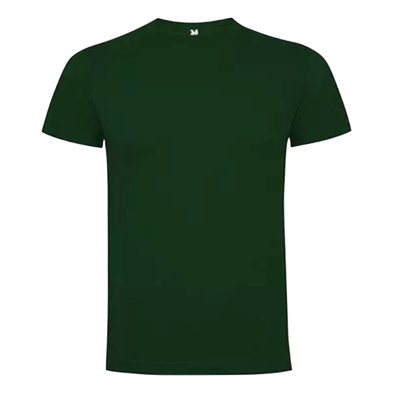 Polera Basica Recta Algodon Hombre Verde Oscuro Manga Corta