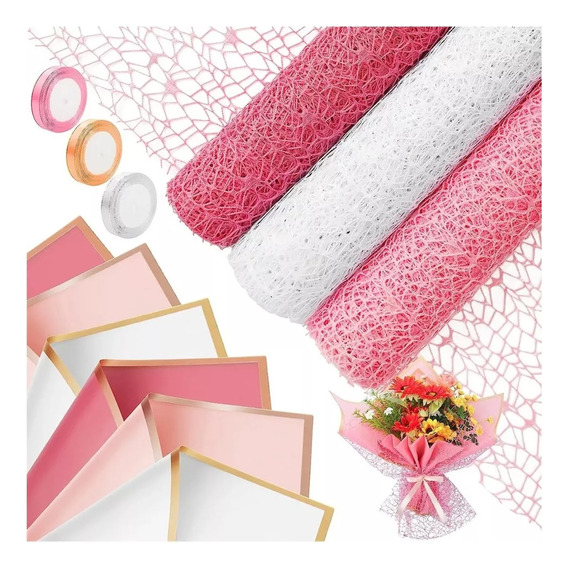 60 Hojas Papel Coreano Para Ramos Bouquet Floral+accesorios