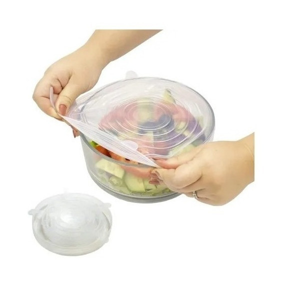 Fundas De Silicona Antiderrames Tapas Alimentos Set 6 Unds