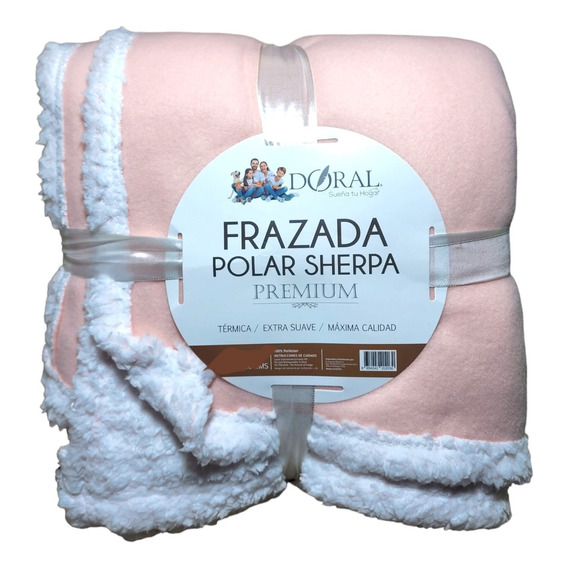 Frazada Polar Sherpa Premium 1,5 Plazas Doral Color Palo Rosa