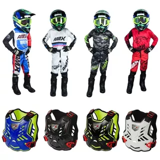 Roupa Motocross Conjunto Infantil + Colete Motocros Infantil