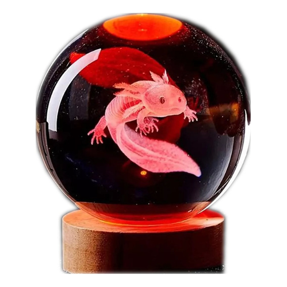 ¡lámpara De Bola De Cristal Grabada Con Láser Axolotl 3d! Lu