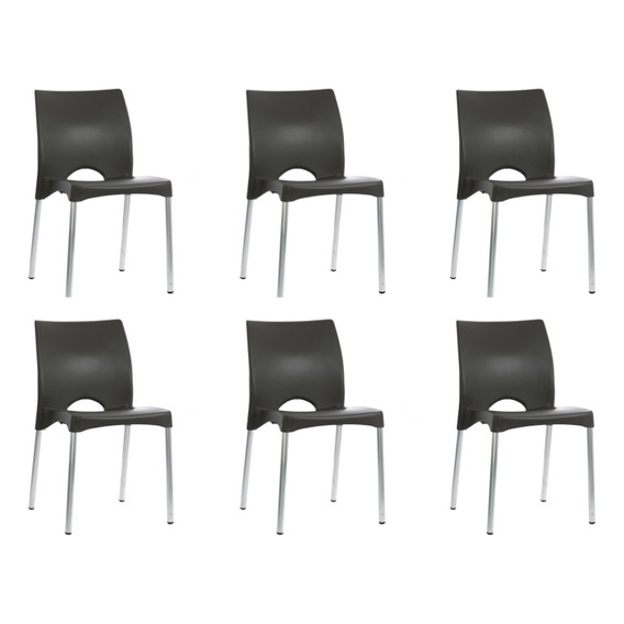 Silla de comedor Garden Life Boston, estructura color negro, 6 unidades