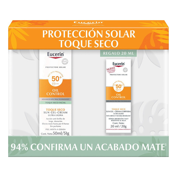 Eucerin Sun  Oil Control pack solar 50ml com oil corporal 20ml