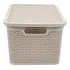 Caja de ratán natural Rischioto de 15 litros con tapa lisa, color arena