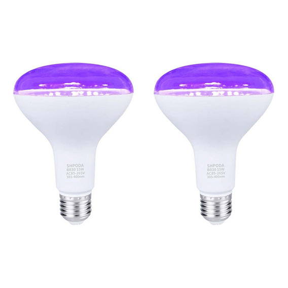 2 Lámparas Uv Ultravioleta E26 De 15 W, Bombilla Negra Fluor