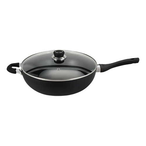 Wok Antiadherente Hudson Aluminio 32 Cm Color Negro