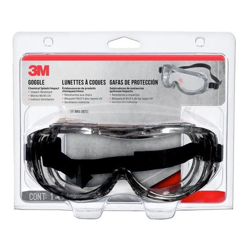 Lentes Goggles De Proteccion Seguridad 3m Claro Anti Quimico