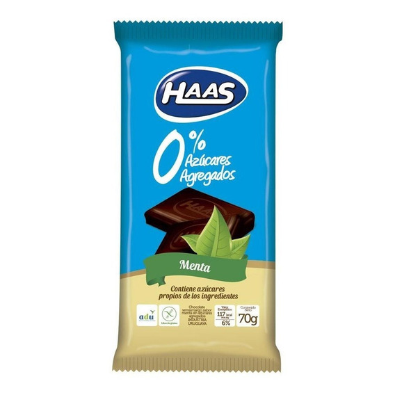 Haas Tableta 0% Azúcar  Menta 70 G.