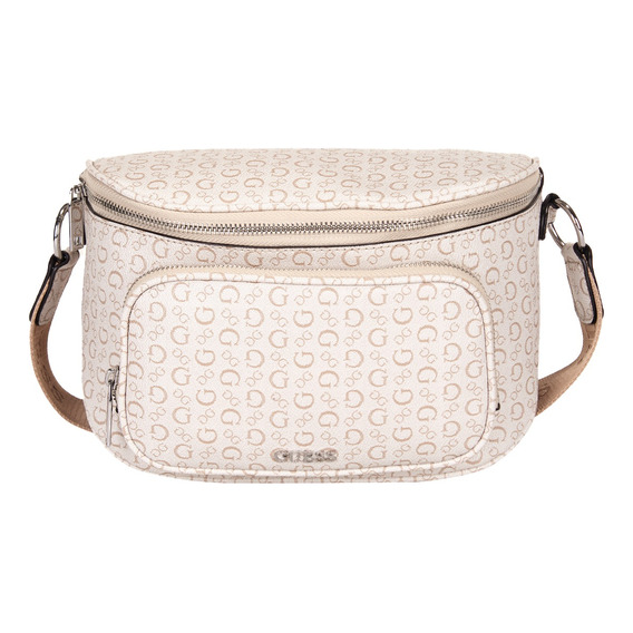 Bolsa Guess Factory Con Cierre Color Beige Para Mujer