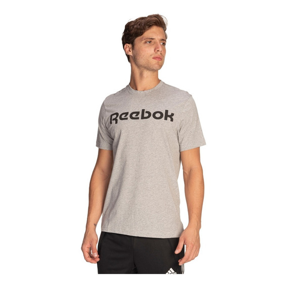 Playera Gráfica Reebok Linear Logo Gris Hombre