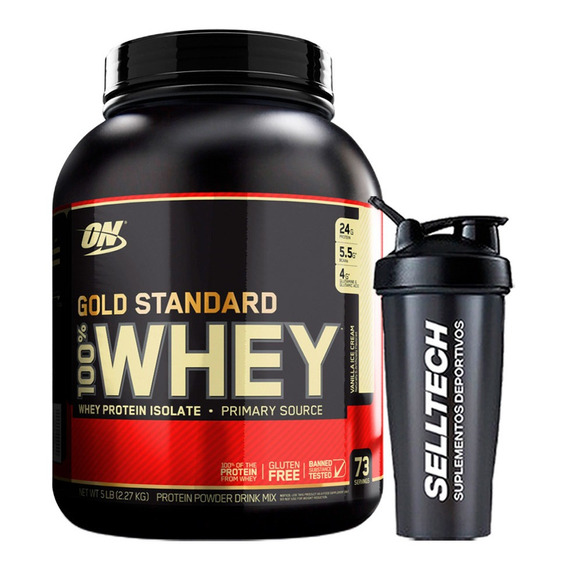 Proteína On Gold Standard 100% Whey 5 Lb Vainilla + Shaker