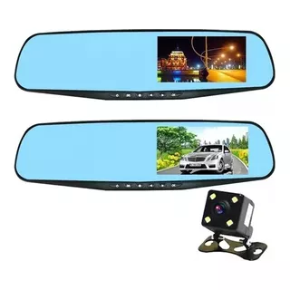 Espejo Retrovisor Auto Doble Cámara Frontal + Reversa Fullhd