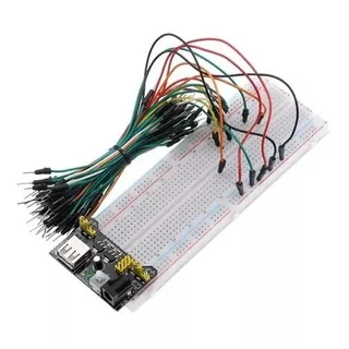 Kit Protoboard Mb-102 830 Puntos Con Fuente Y Cables