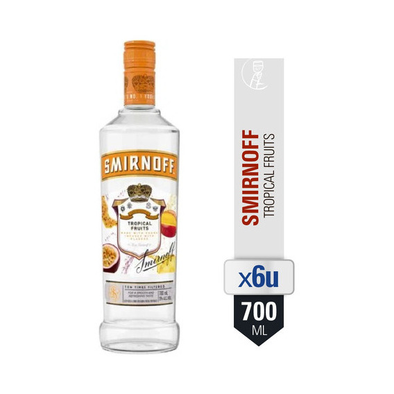 Combo Vodka Smirnoff Tropical Fruits 700 Ml X6 Unidades Sabor Tropical Fruits