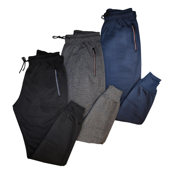 Pack 3 Pantalón Buzo Algodón Hombre Con Polar Env Gratis!