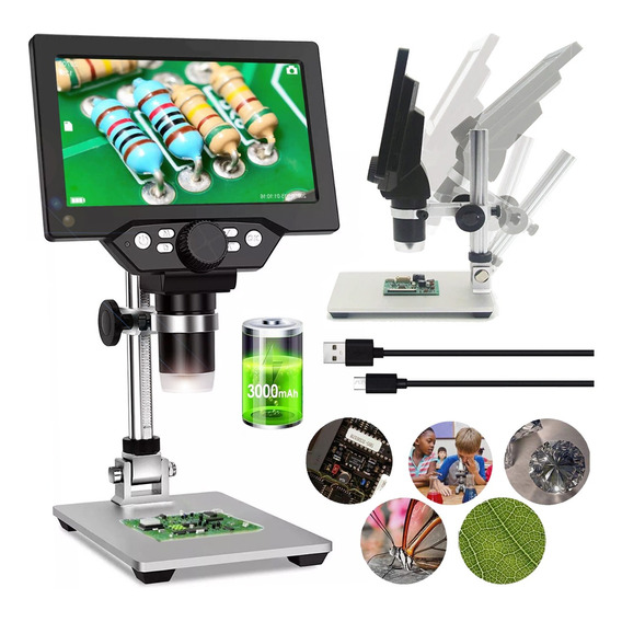 Microscopio Optico Digital 1200x Con Luz Led Pantalla 7  Hd