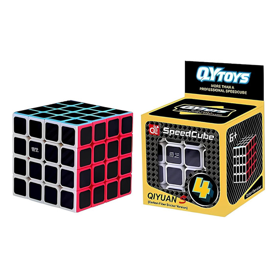 Cubo Rubik Qiyi 4x4 Carbon Fiber Fibra Carbono Qiyuan Speed Color de la estructura Stickerless