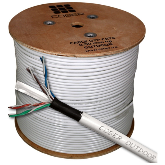 Cable Red Exterior Blanco Utp Cat 6 Intemperie 305 Metros