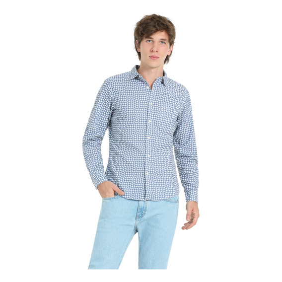 Camisa Hombre Casual Slim Fit Azul Dockers A4253-0048