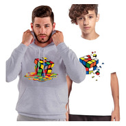 Combo Buzo Canguro Hoodie  + Remera Cubo Rubik 