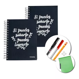 Cuadernos Personalizado Pasta Dura Azul (2) + Regalo 