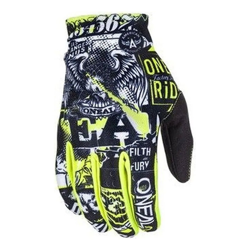 Guantes Oneal Matrix para motocross MX, enduro, todoterreno, color Attack, negro y amarillo neón, talla Ggg