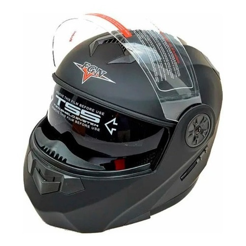 Casco para moto FGN 862  negro brillante abatible talla L 