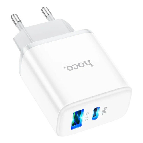 Cargador De Pared Hoco C105a Usb-a Qc 3.0 + Usb-c - Cover Color Blanco