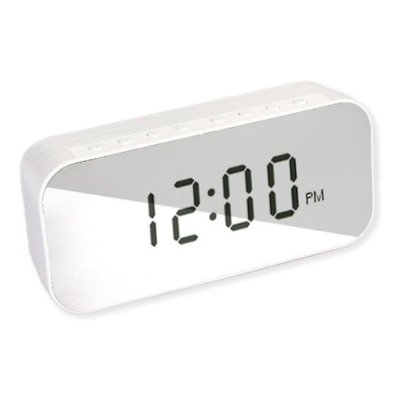 Reloj Despertador Y Parlante Bluetooth Alarma Micro Sd Radio Color Blanco