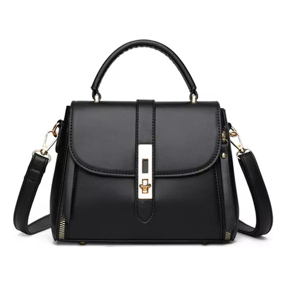 Negro Bolsa Mujer Impermeable Tote Crossbody Bandolera De Pu