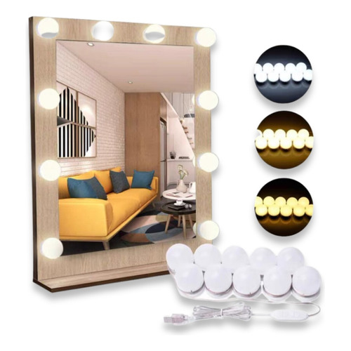10 Focos Led Usb Luces Vanity Para Espejo De Maquillaje Color De La Luz Blanca