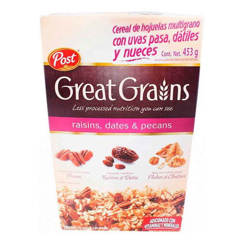 Cereal Post Great Grains Raisins Dates Y Pecans 453g