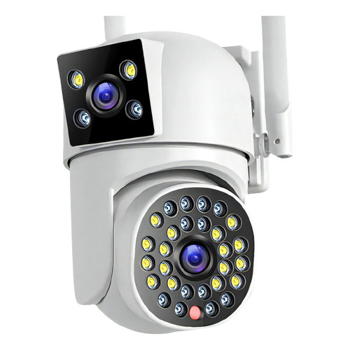 Cámara De Vigilancia De Doble Lente 300cm S21 Resolución De 4mp Blanco Compatible Con Alexa