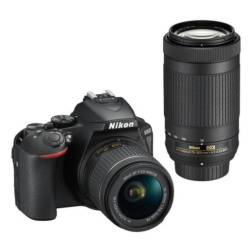  Nikon Kit D5600 + lente AF-P DX 18-55mm VR + lente AF-P DX 70-300mm DSLR color  negro