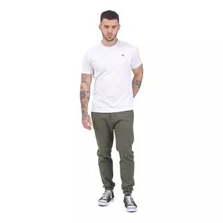 Babucha De Gabardina Verde Militar, Hombre. Bravo J. T S-2xl