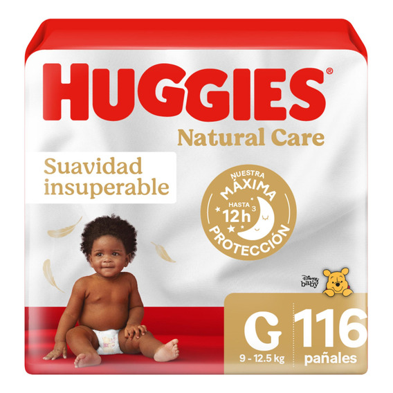 Pañales Huggies Natural Care - Paq 116 Un - Talla G