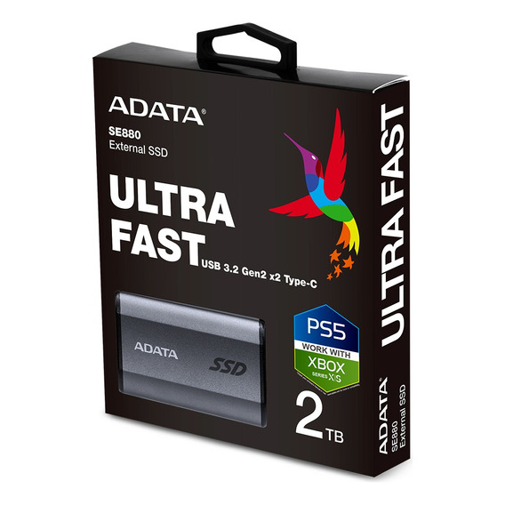 Ssd Externo Adata Se880 2tb Usb C 3.2 Ps5 Xbox Gris Titanio