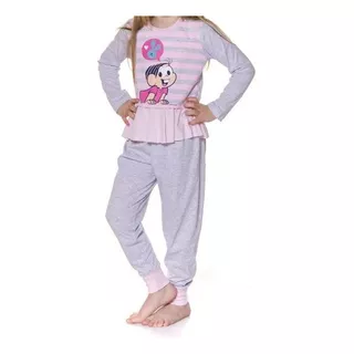 Pijama Longo Infantil De Algodão Turma Da Mônica 04 Ao 10