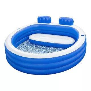 Alberca Inflable Familiar Circular Con Banca 231 Cm Bestway Color Azul