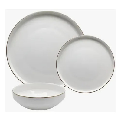 Set Vajilla Sakura Gold 126710g-26 6 Piezas Bazarnet P Blanco Con Bordes En Dorado