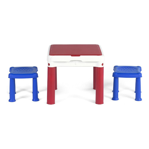 Juego de mesa y banco infantil Keter rojo y azul de Constru Kids