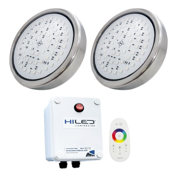 2 Luces Para Pileta Led Rgb 20w +fuente+control Remoto