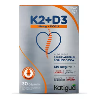 Vitamina K2 +vitamina D3 - 30 Cáspulas Gelatinosas - Katiguá Sabor Sem Sabor