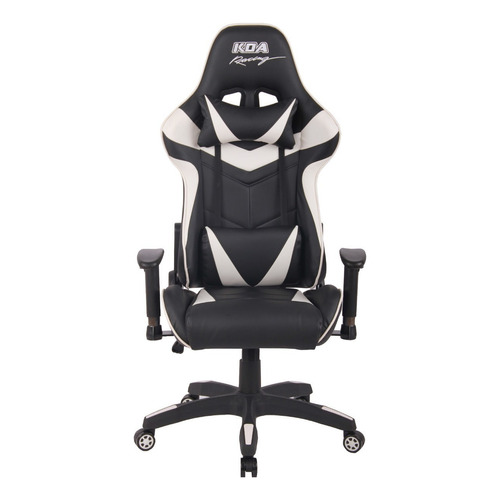 Silla de escritorio Koa Racing GAM610 gamer ergonómica  negra y blanca con tapizado de cuero sintético