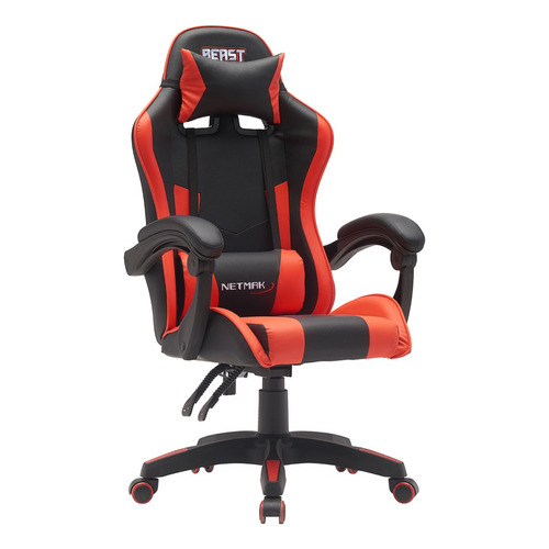 Silla Gamer Pc Sillon Escritorio Reclinable Butaca Oficina E Color Rojo Material Del Tapizado Cuero Sintético