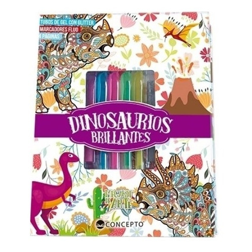 Dinosaurios Brillantes - Megakit De Arte - Con Marcadores