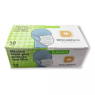 Descarpack Tripla Tnt Máscara Descartável Clip Nasal Kit C/ 50 Und Cor Branco